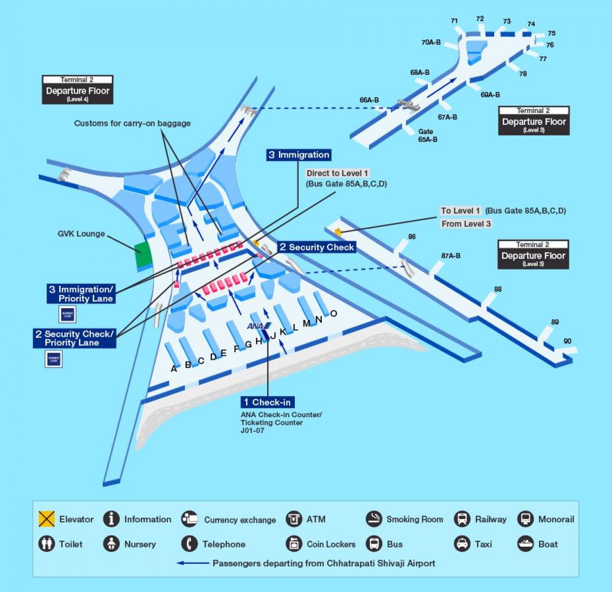 Мумбаи меѓународниот аеродром терминал 2 мапа