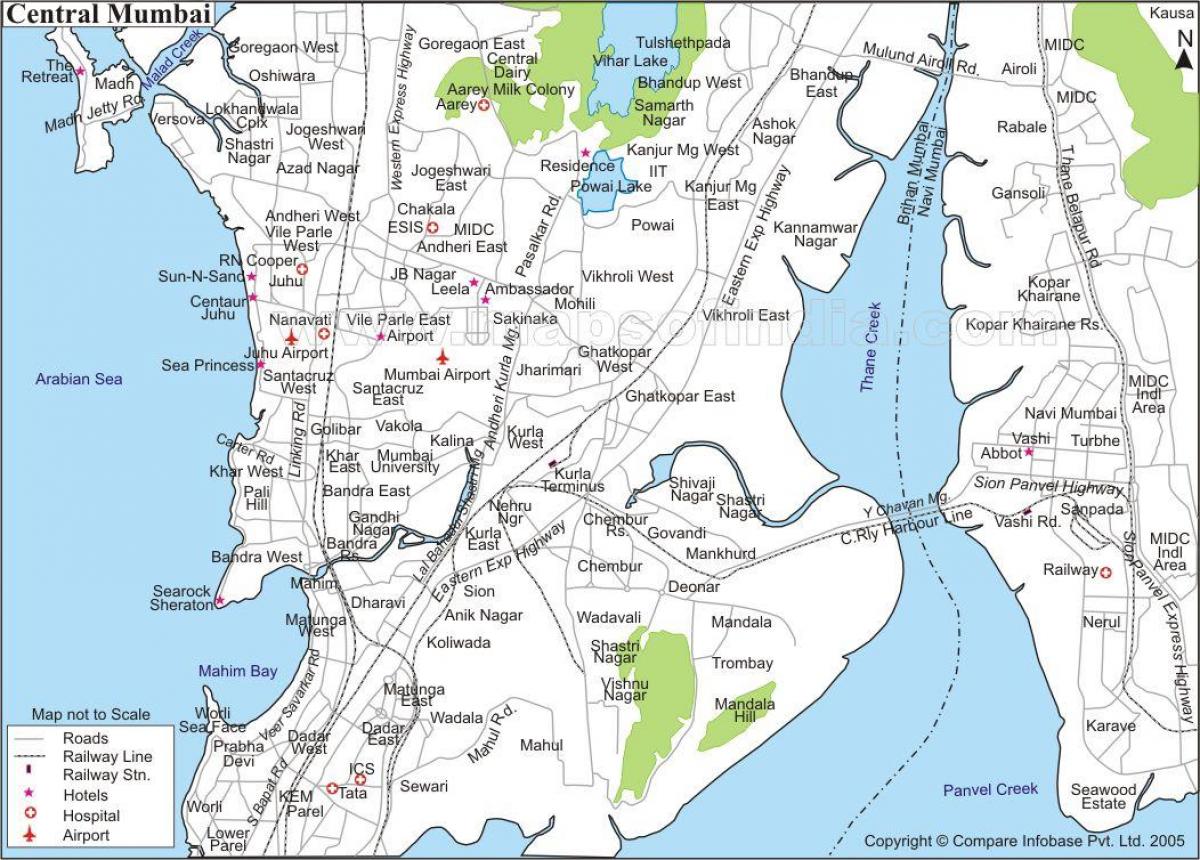 карта на централна Мумбаи