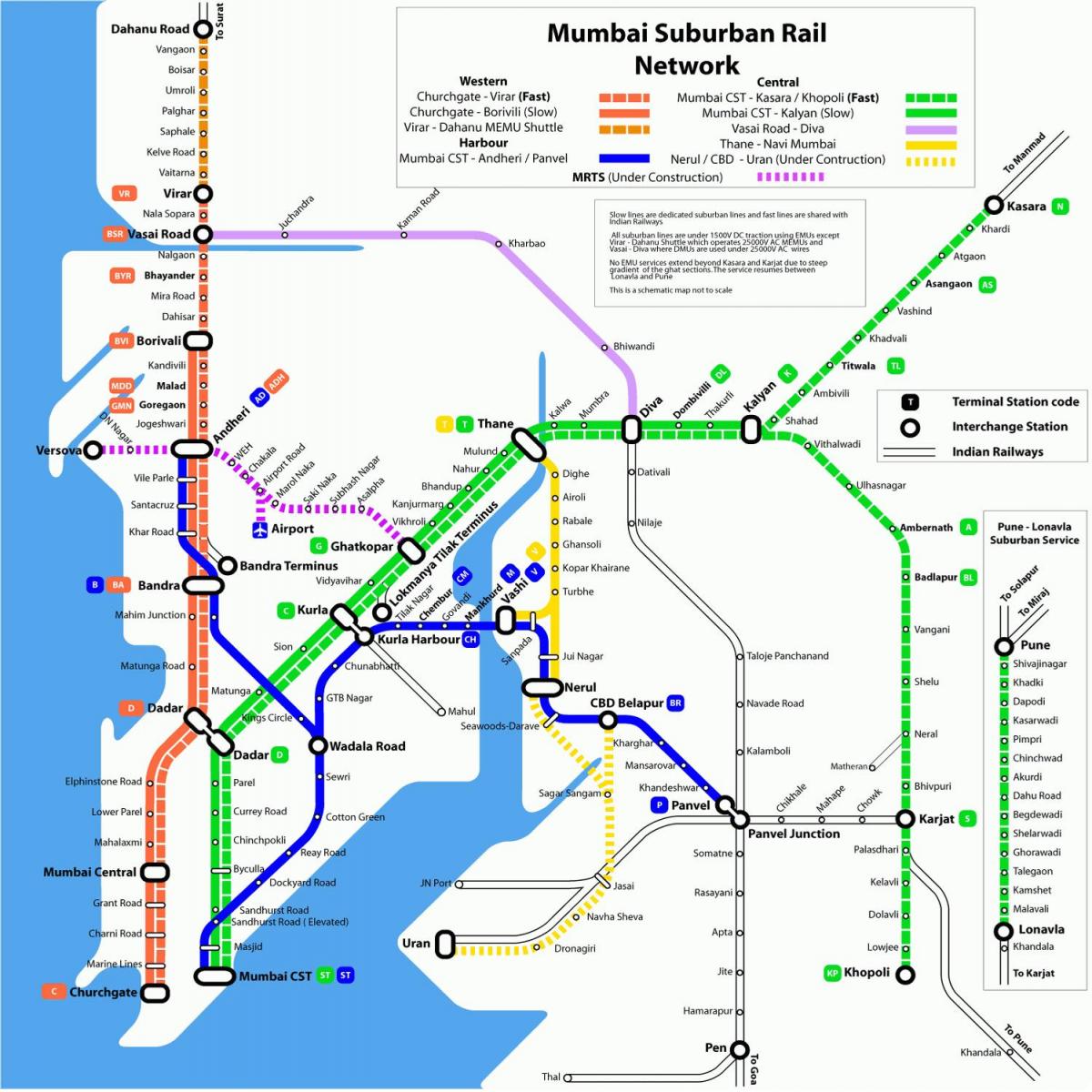 Мумбаи харбор линија мапа