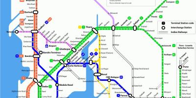 Бомбај локален воз кој маршрутата на мапата