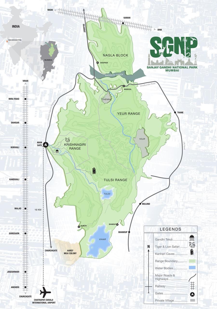Borivali националниот парк мапа