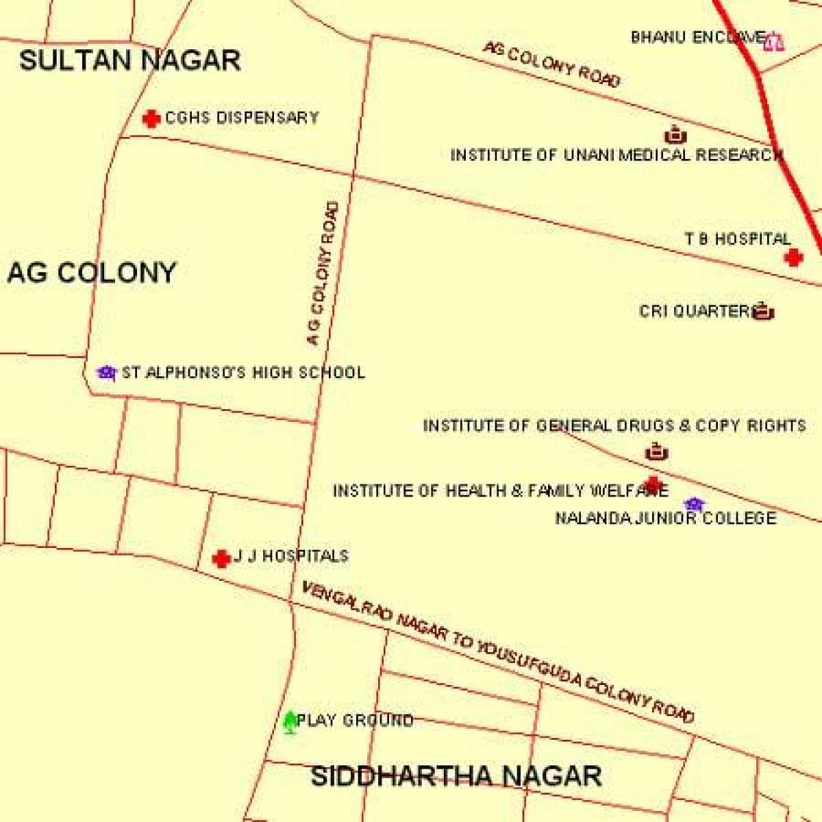 JJ Болница Мумбаи мапа