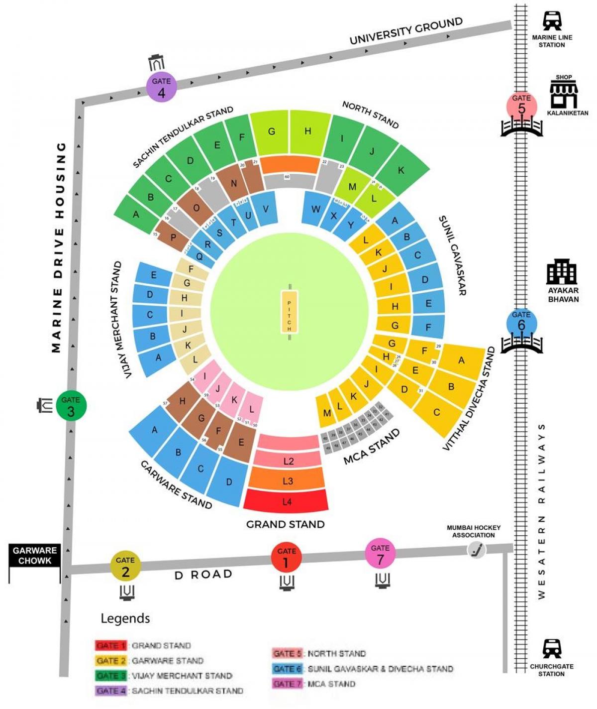 карта на Wankhede стадионот