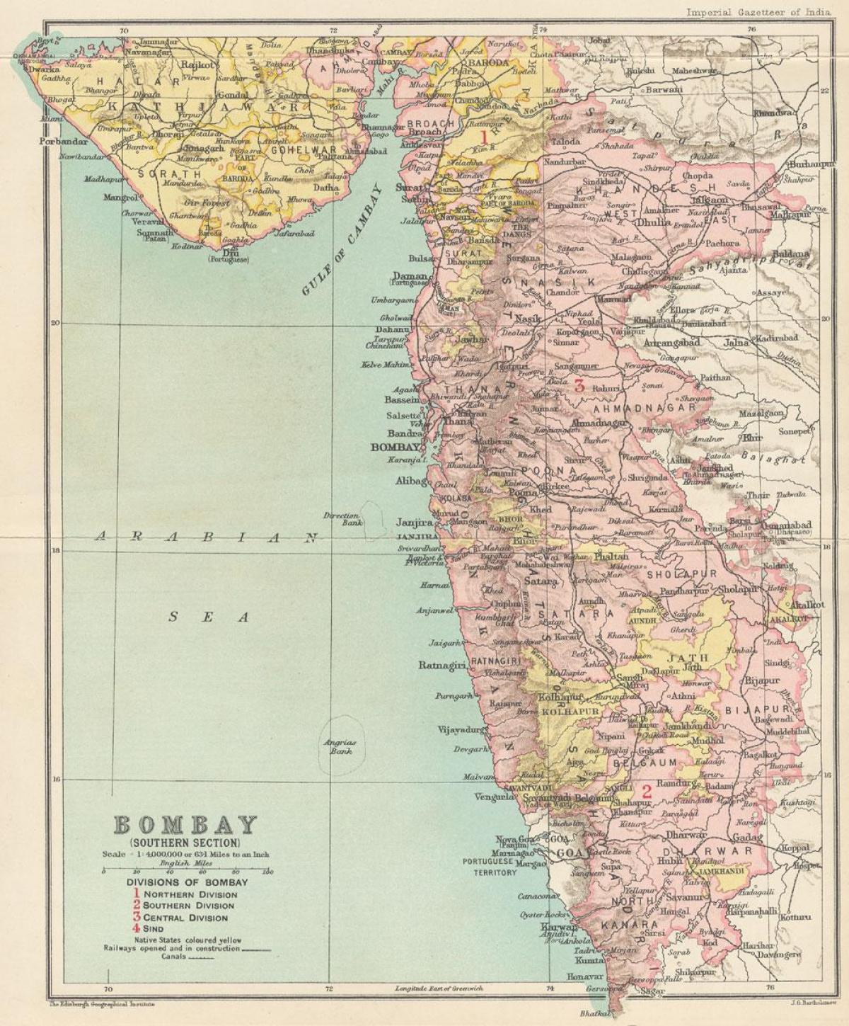 карта на Бомбај претседателство