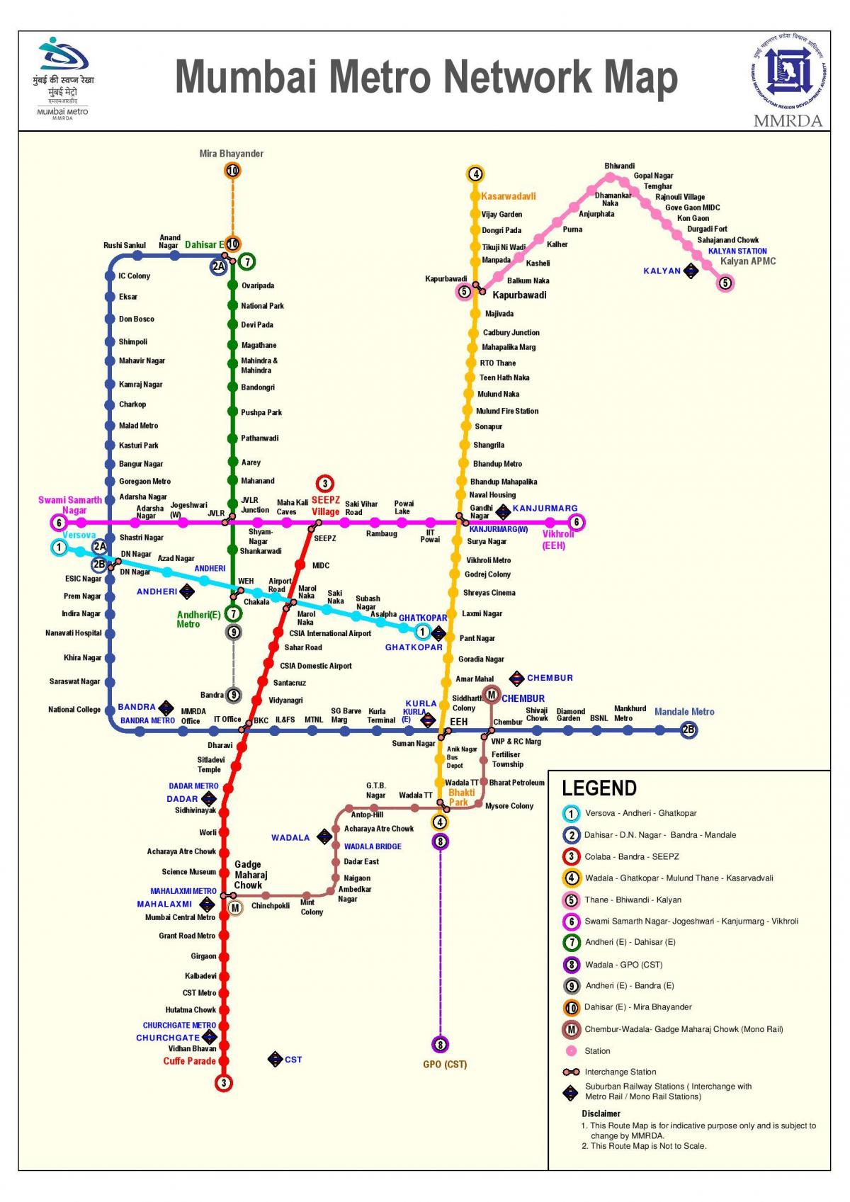 Мумбаи метро линија 3 маршрутата на мапата