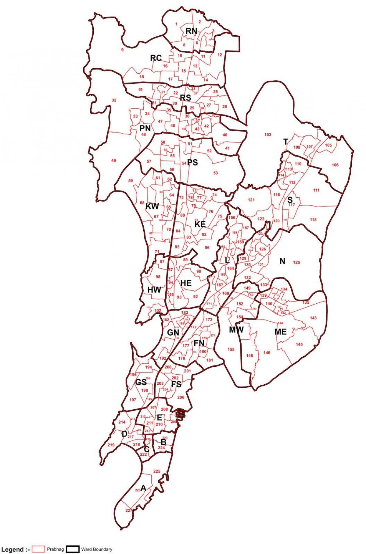 одделение карта на Мумбаи
