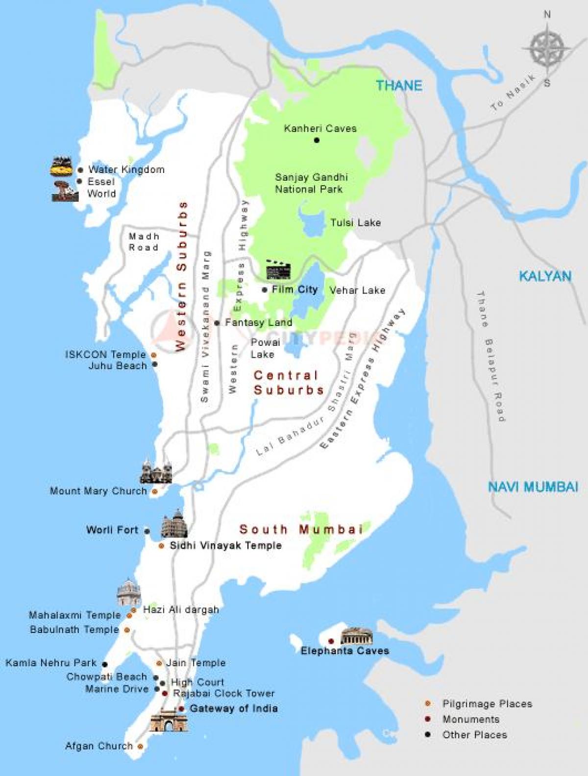 карта на Мумбаи туристички места