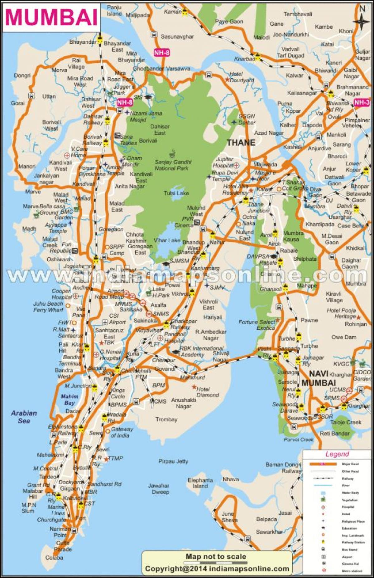 физичка карта на Мумбаи